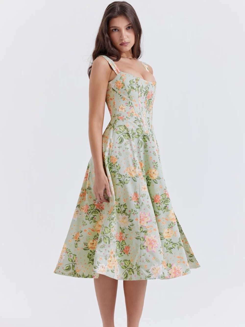 HOUSE OF CB Saira Floral Lace-Up Corset Cocktail Dress (XS) - only worn once